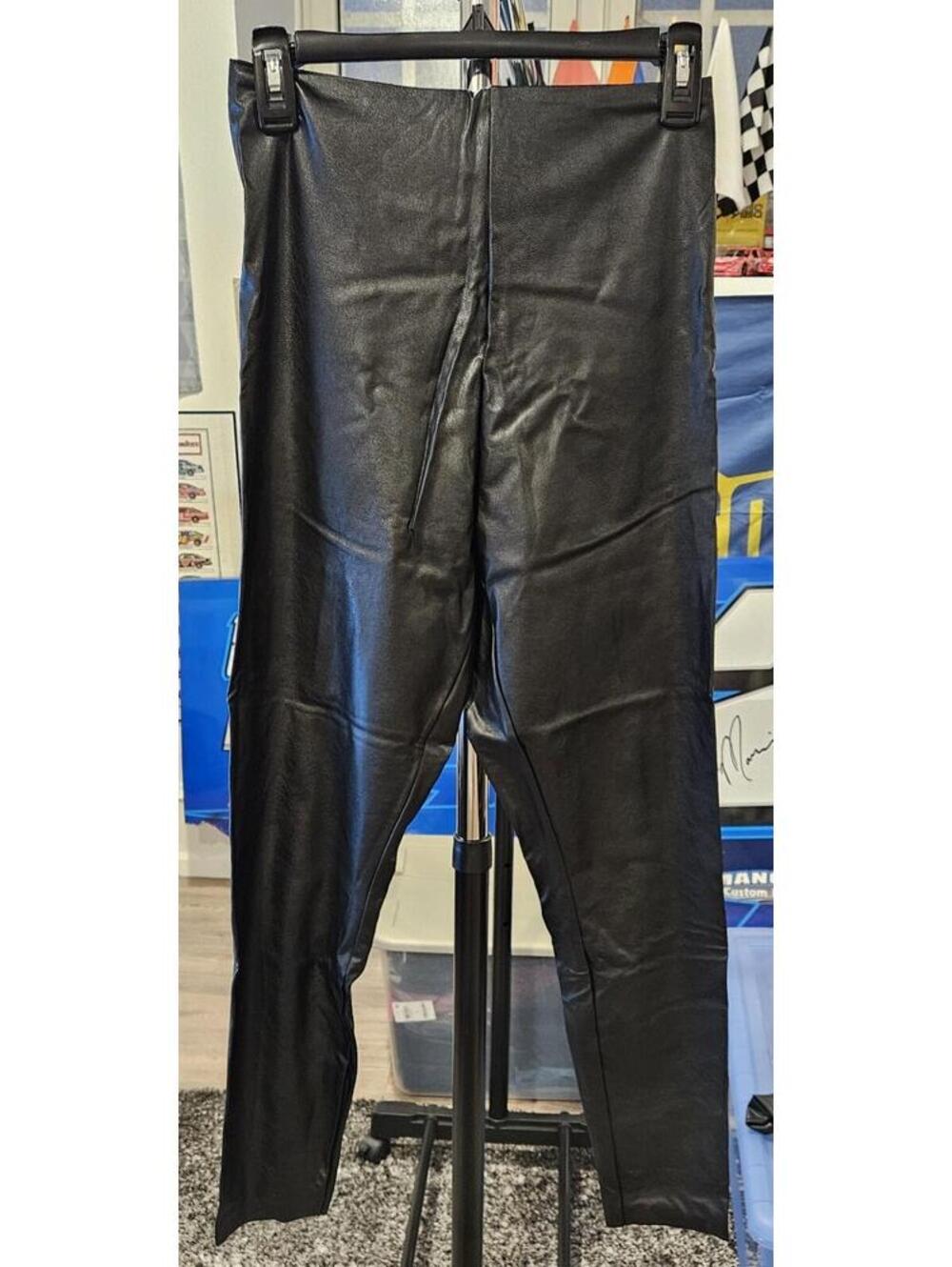 90 Degree by Reflex Faux Leather High Waisted Leggings Black Size L